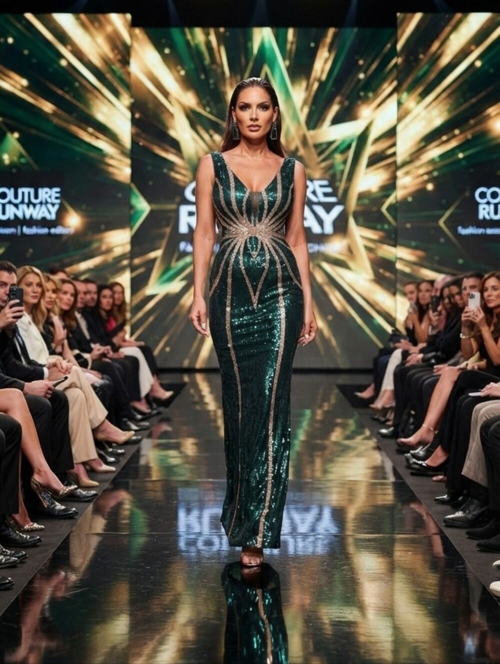 Emerald Sequin Evening Gown